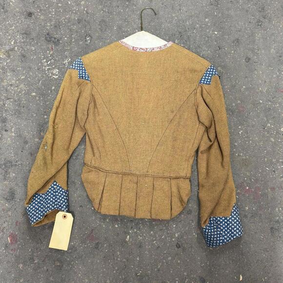 Vintage 40s 50s Does Victorian Antique Style Burlap & Calico Bodice Film Costume - Picture 2 of 6